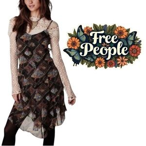 Free People Boho Patchwork Ruffle Daisy Chain Dress size 4